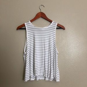H&M Basic Black and White Striped Muscle Tee